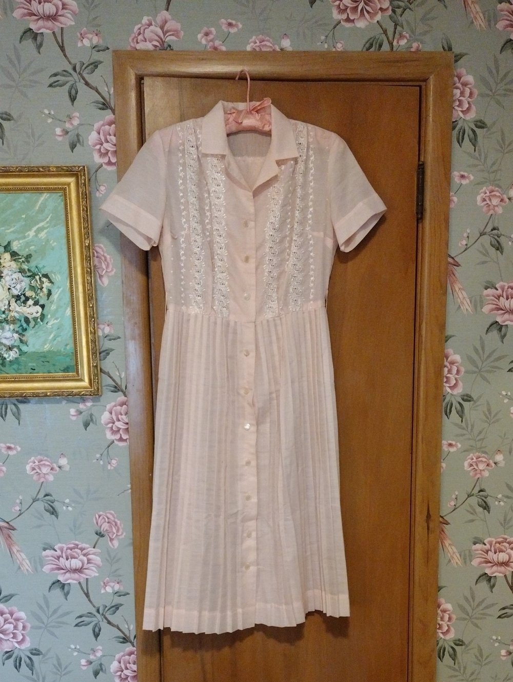 Vintage Light Pink Button-Front Dress